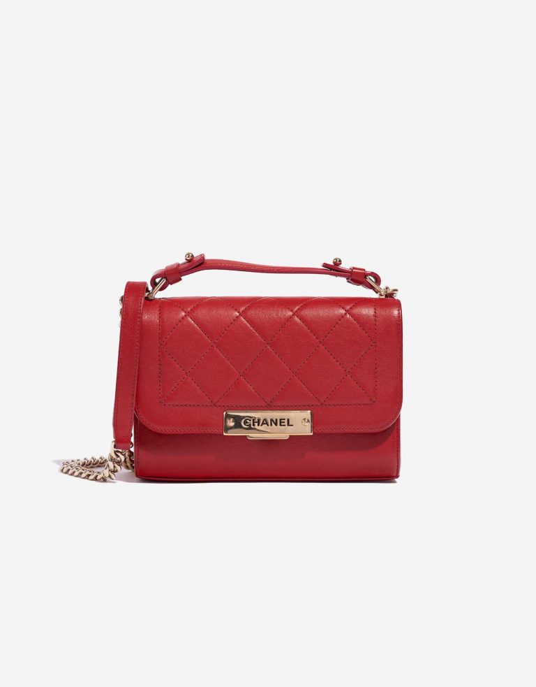 Pre-owned Chanel bag Flap Bag Handle Lamb Red Red Front | Sell your designer bag on Saclab.com