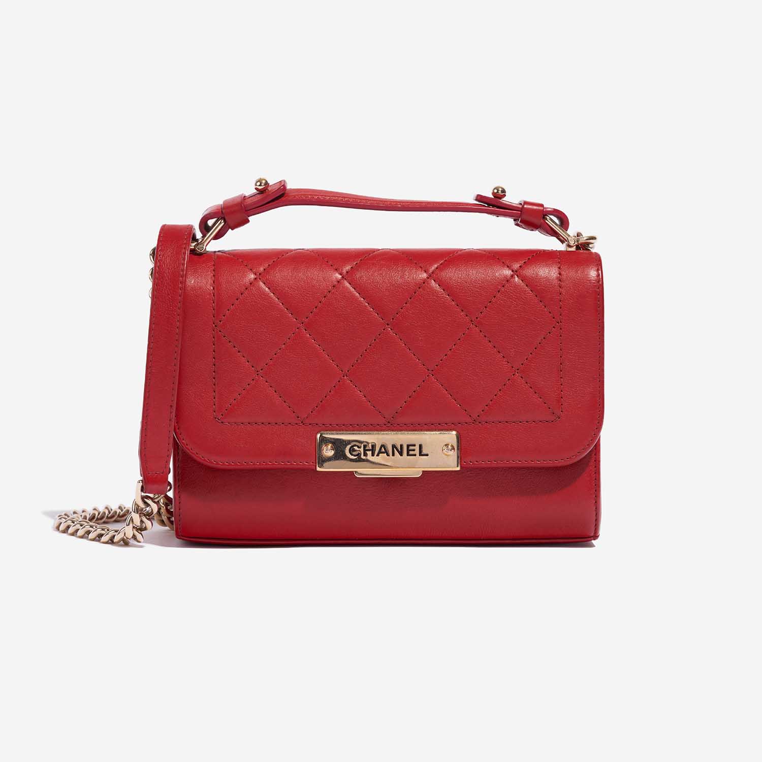 Pre-owned Chanel Tasche Flap Bag Handle Lammleder Red Red Front | Verkaufen Sie Ihre Designer-Tasche auf Saclab.com