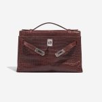 Pre-owned Hermès bag Kelly Pochette Alligator Bourgogne Red Front Open | Sell your designer bag on Saclab.com