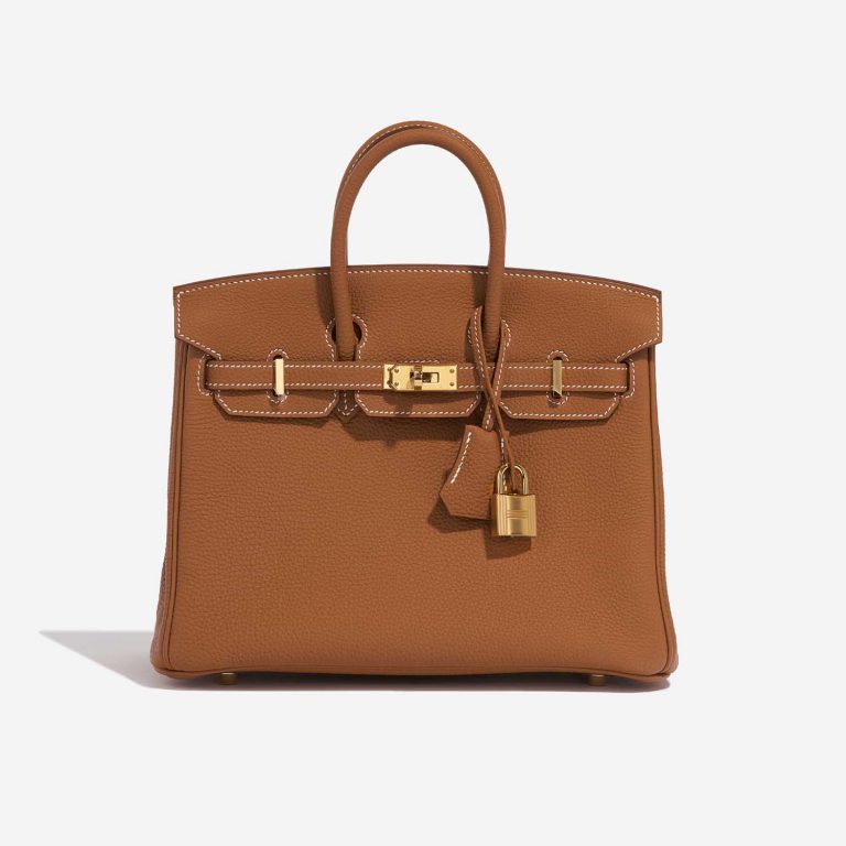 Pre-owned Hermès bag Birkin 25 Togo Gold Brown Front | Sell your designer bag on Saclab.com