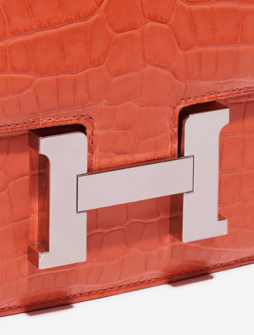 Pre-owned Hermès bag Constance 18 Matte Alligator Orange Poppy Orange Closing System | Sell your designer bag on Saclab.com
