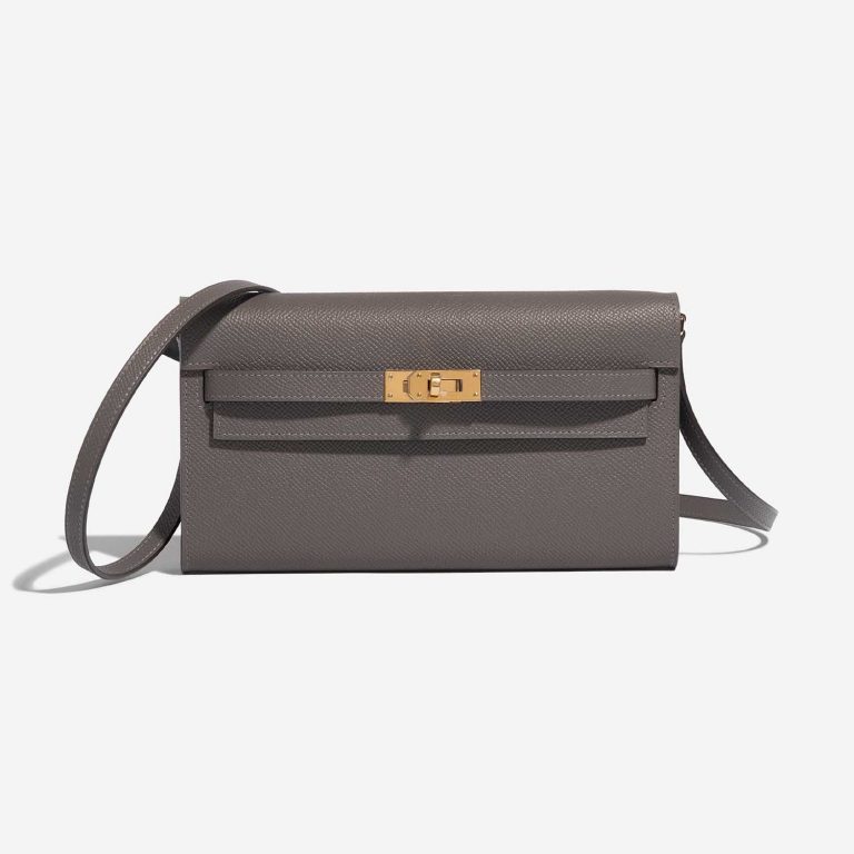 Pre-owned Hermès bag Kelly To Go Epsom Gris Meyer Grey Front | Sell your designer bag on Saclab.com