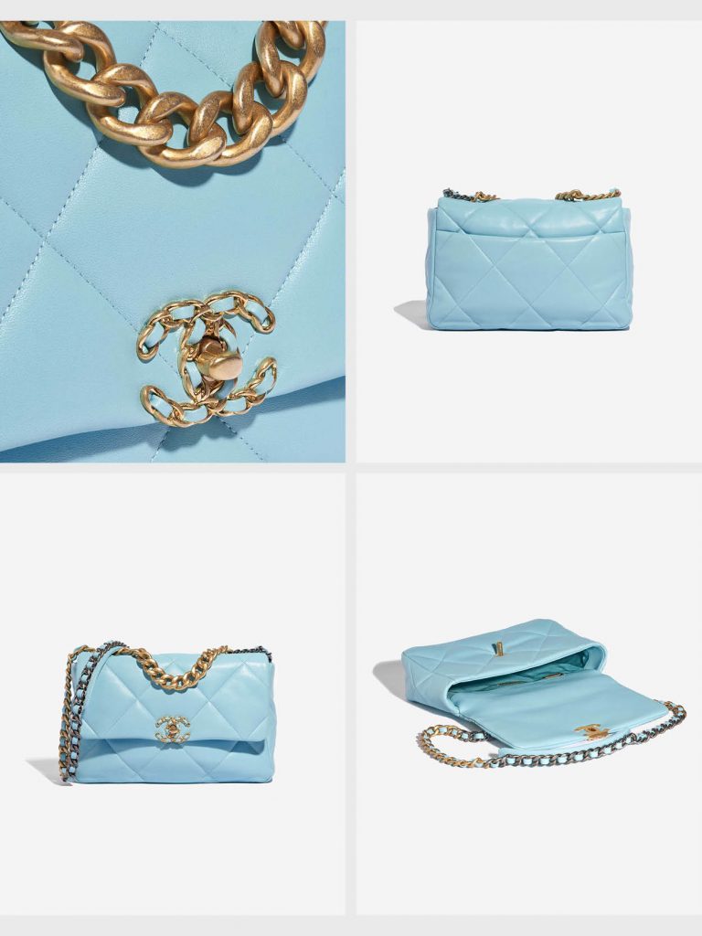Pre-owned Chanel 19 Flap Bag Light Blue Lambskin
