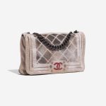 Pre-owned Chanel bag Boy Old Medium Fabric Beige Beige Side Front | Sell your designer bag on Saclab.com