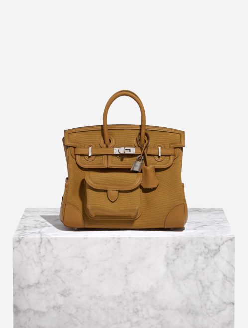 Pre-owned Hermès bag Birkin Cargo 25 Toile Goeland / Veau Swift Desert / Sesame Brown Front | Sell your designer bag on Saclab.com