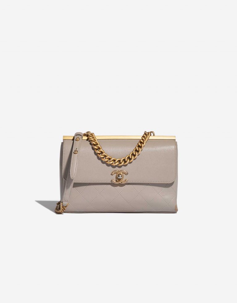 Pre-owned Chanel bag Timeless Chain Handle Lamb Grey Grey Front | Sell your designer bag on Saclab.com