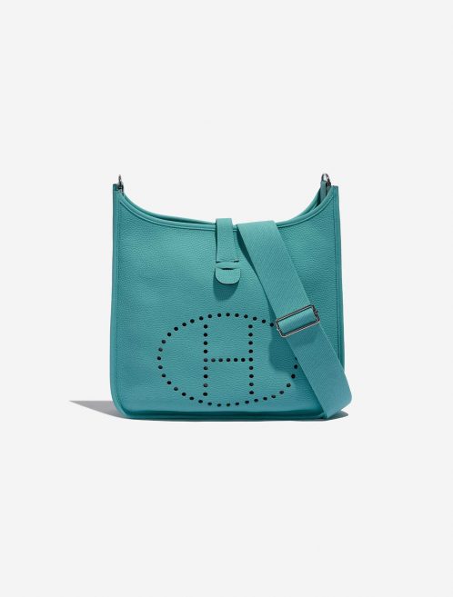 Pre-owned Hermès bag Evelyne 29 Taurillon Clemence Blue Lagon Blue Front | Sell your designer bag on Saclab.com