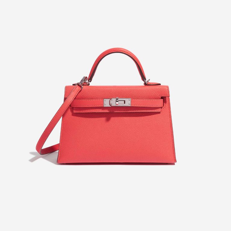 Pre-owned Hermès bag Kelly Mini Epsom Limited Edition Verso Rose Jaipur / Rouge Vif Rose Front | Sell your designer bag on Saclab.com