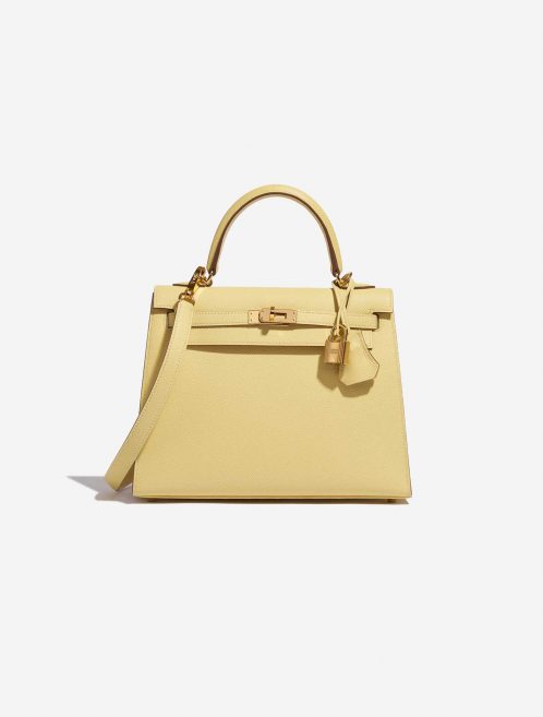 Pre-owned Hermès bag Kelly 25 Epsom Jaune Poussin Yellow Front | Sell your designer bag on Saclab.com