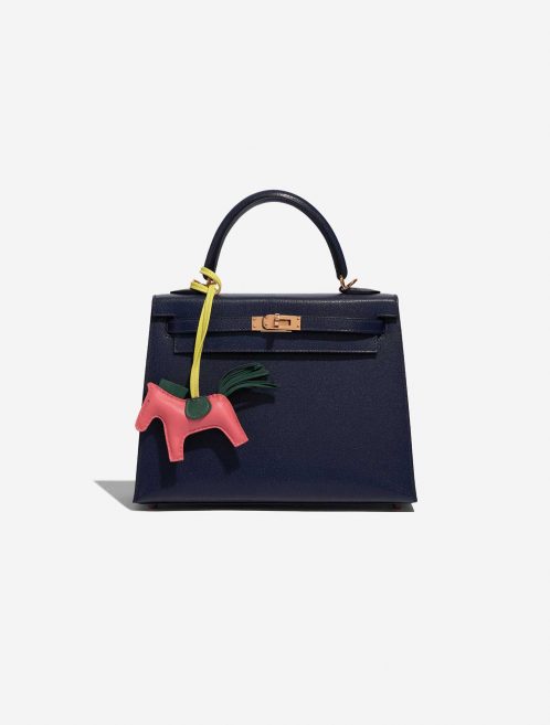 Pre-owned Hermès bag Rodeo PM Milo Lamb Rose Lipstick / Vert Cypress / Lime Green, Rose, Yellow Detail | Sell your designer bag on Saclab.com