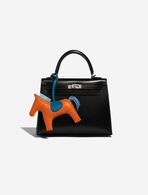 Pre-owned Hermès bag Rodeo GM Milo Lamb Orange H / Blue Atoll / Blue Mykonos Blue, Orange Detail | Sell your designer bag on Saclab.com
