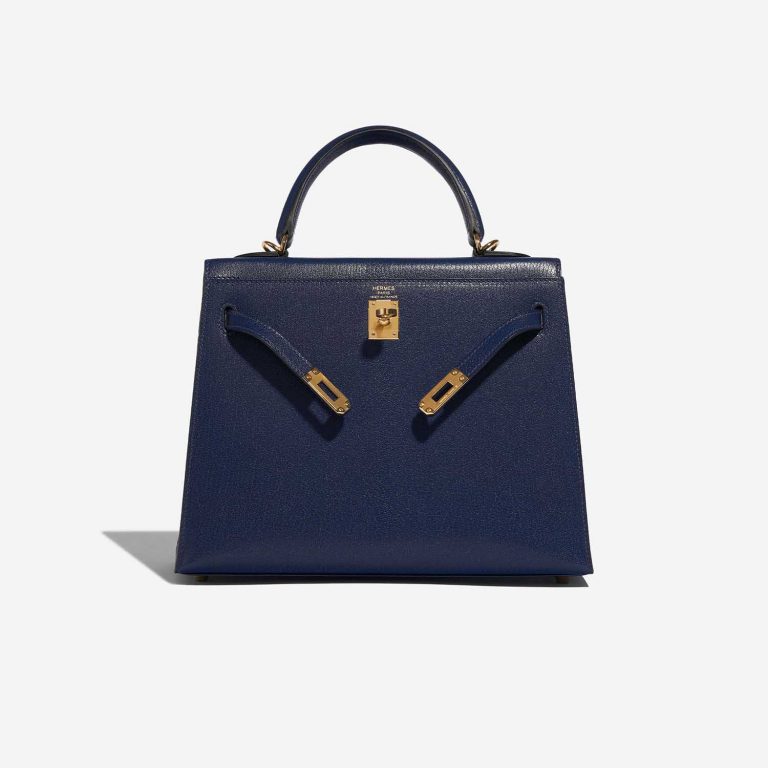 Pre-owned Hermès bag Kelly 25 Chèvre Chamkila Blue Saphire Blue Front Open | Sell your designer bag on Saclab.com