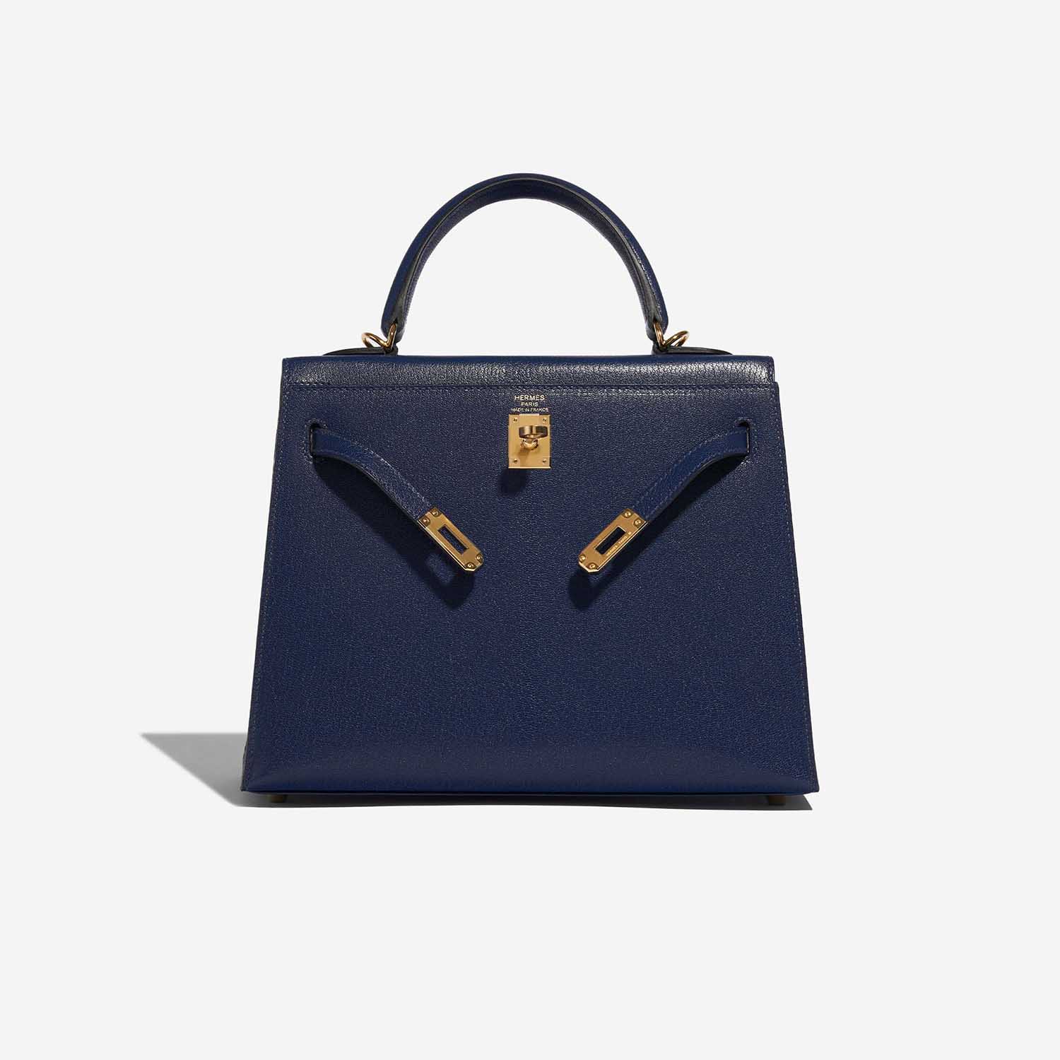 Gebrauchte Hermès Tasche Kelly 25 Chèvre Chamkila Blue Saphire Blue Front Open | Verkaufen Sie Ihre Designer-Tasche auf Saclab.com