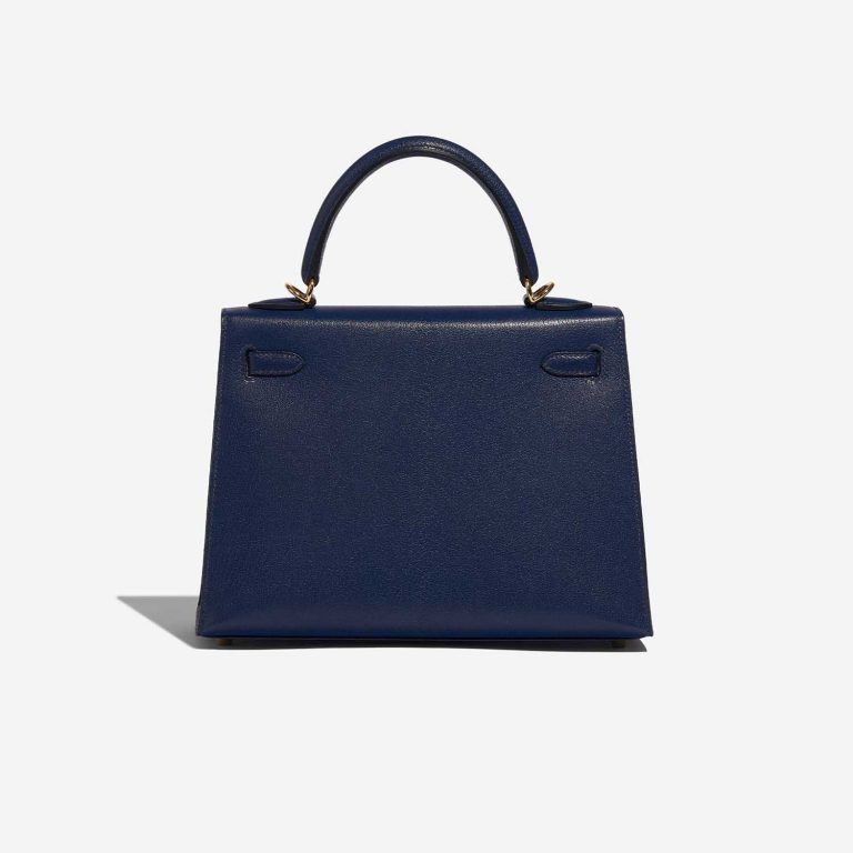 Pre-owned Hermès bag Kelly 25 Chèvre Chamkila Blue Saphire Blue Back | Sell your designer bag on Saclab.com