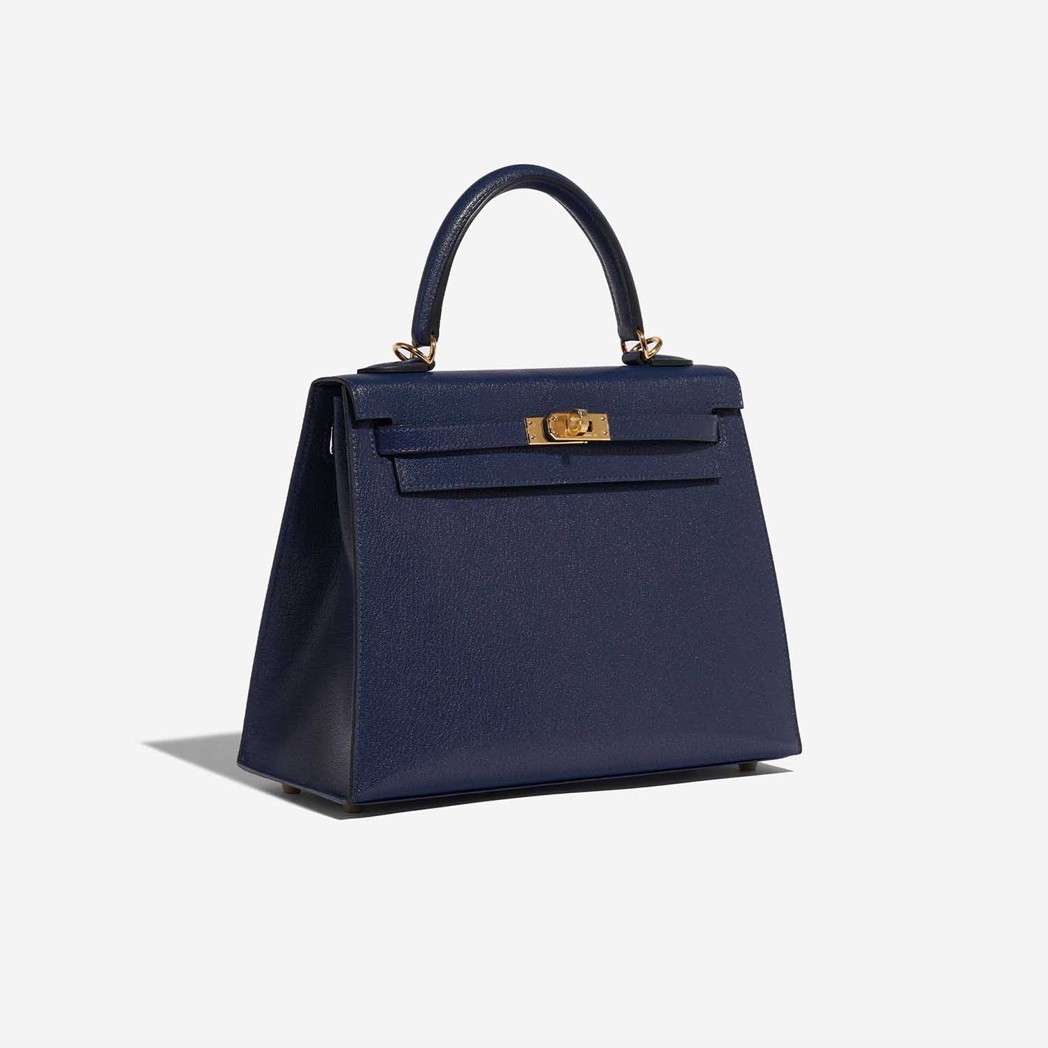Gebrauchte Hermès Tasche Kelly 25 Chèvre Chamkila Blue Saphire Blue Side Front | Verkaufen Sie Ihre Designer-Tasche auf Saclab.com