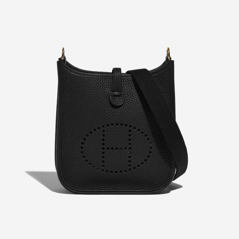Pre-owned Hermès bag Evelyne 16 Taurillon Clemence Black Black Front | Sell your designer bag on Saclab.com