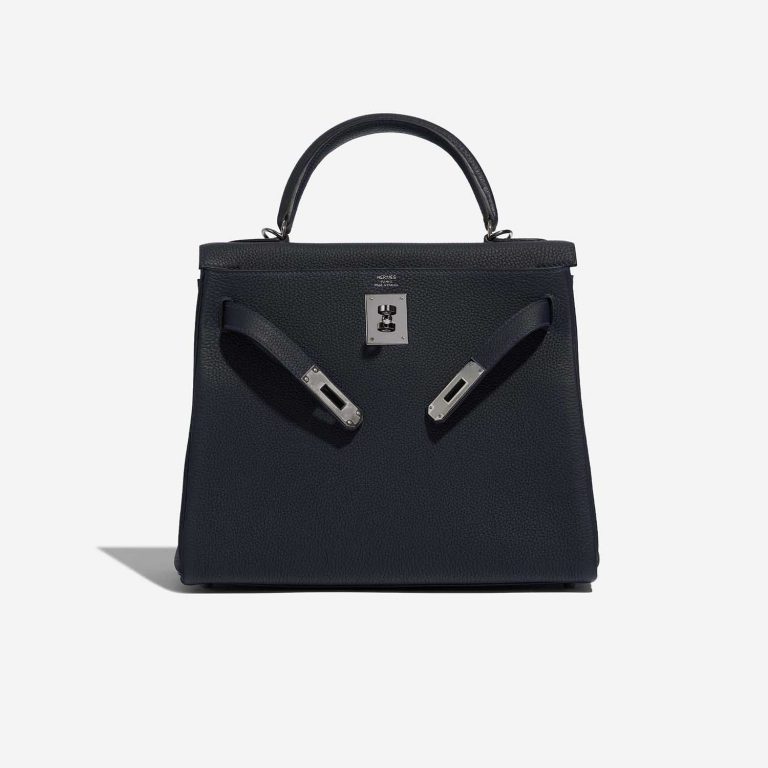 Pre-owned Hermès bag Kelly 28 Togo Bleu Nuit Blue Front Open | Sell your designer bag on Saclab.com