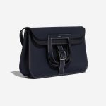 Pre-owned Hermès bag Halzan 31 Clemence Bleu Nuit / Black Black, Blue Side Front | Sell your designer bag on Saclab.com