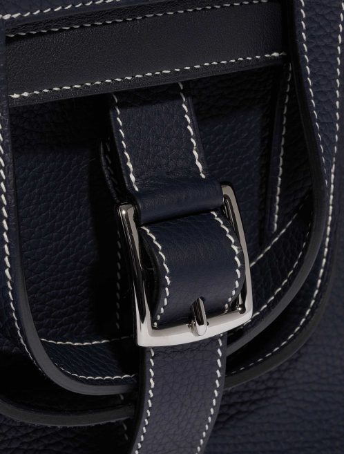 Pre-owned Hermès bag Halzan 31 Clemence Bleu Nuit / Black Black, Blue Closing System | Sell your designer bag on Saclab.com