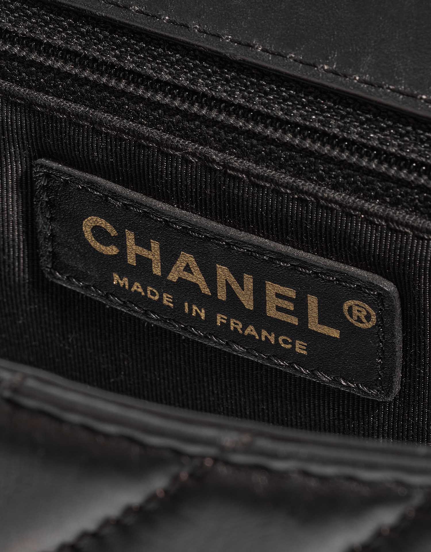Pre-owned Chanel bag Timeless Handle Small Lamb Black Black Logo | Sell your designer bag on Saclab.com