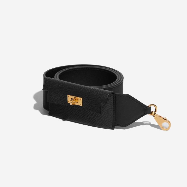Pre-owned Hermès bag Kelly Pocket Strap Swift / Epsom Black Black Front | Sell your designer bag on Saclab.com