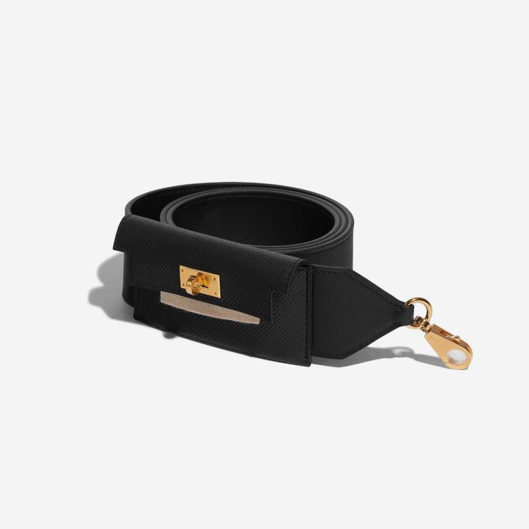 Pre-owned Hermès bag Kelly Pocket Strap Swift / Epsom Black Black Front Velt | Sell your designer bag on Saclab.com