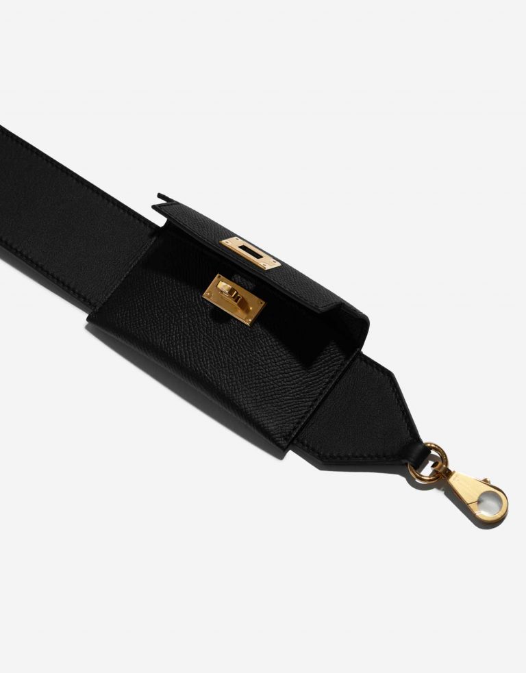 Pre-owned Hermès bag Kelly Pocket Strap Swift / Epsom Black Black Front Open | Sell your designer bag on Saclab.com