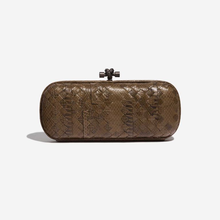 Pre-owned Bottega Veneta bag Knot Clutch Python Brown Brown Back | Sell your designer bag on Saclab.com