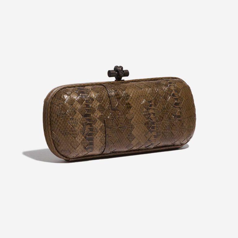 Pre-owned Bottega Veneta bag Knot Clutch Python Brown Brown Side Front | Sell your designer bag on Saclab.com