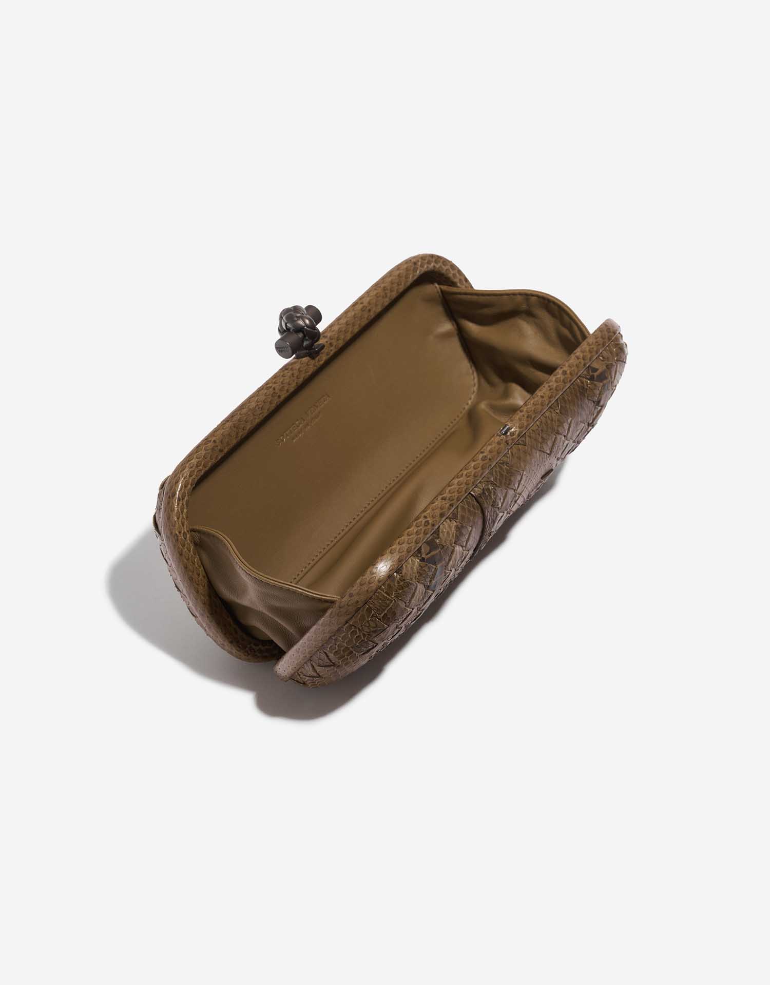 Pre-owned Bottega Veneta bag Knot Clutch Python Brown Brown Inside | Sell your designer bag on Saclab.com