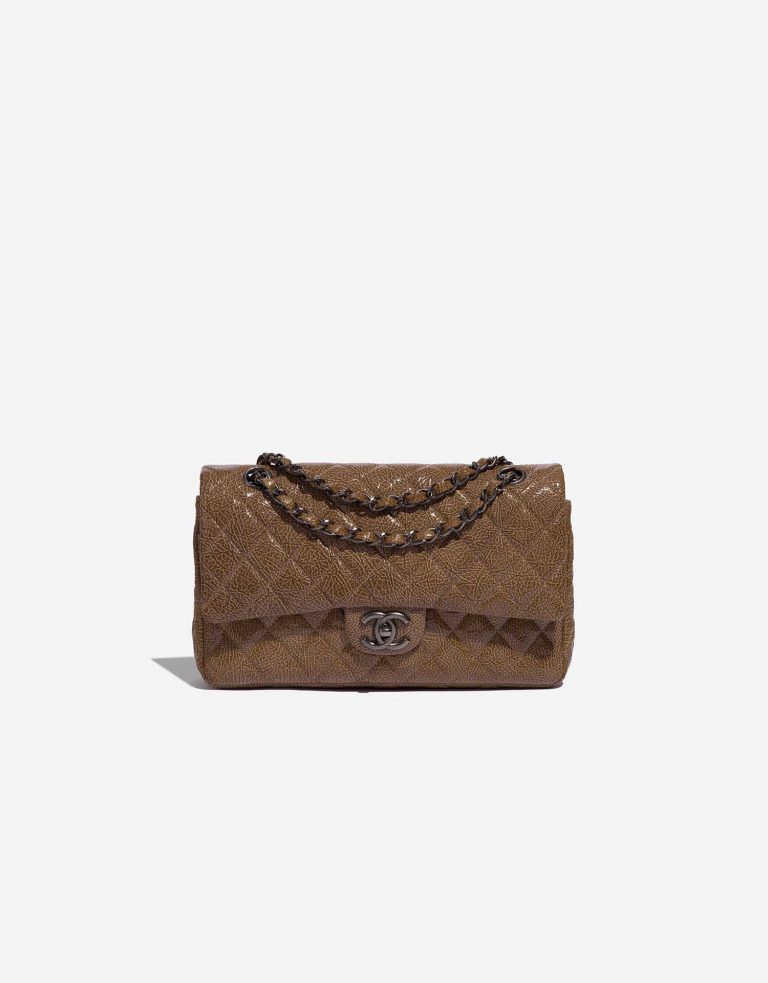 Pre-owned Chanel bag Timeless Medium Patent Leather Brown Brown Front | Sell your designer bag on Saclab.com