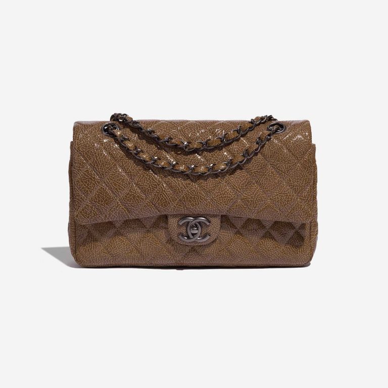 Pre-owned Chanel bag Timeless Medium Patent Leather Brown Brown Front | Sell your designer bag on Saclab.com