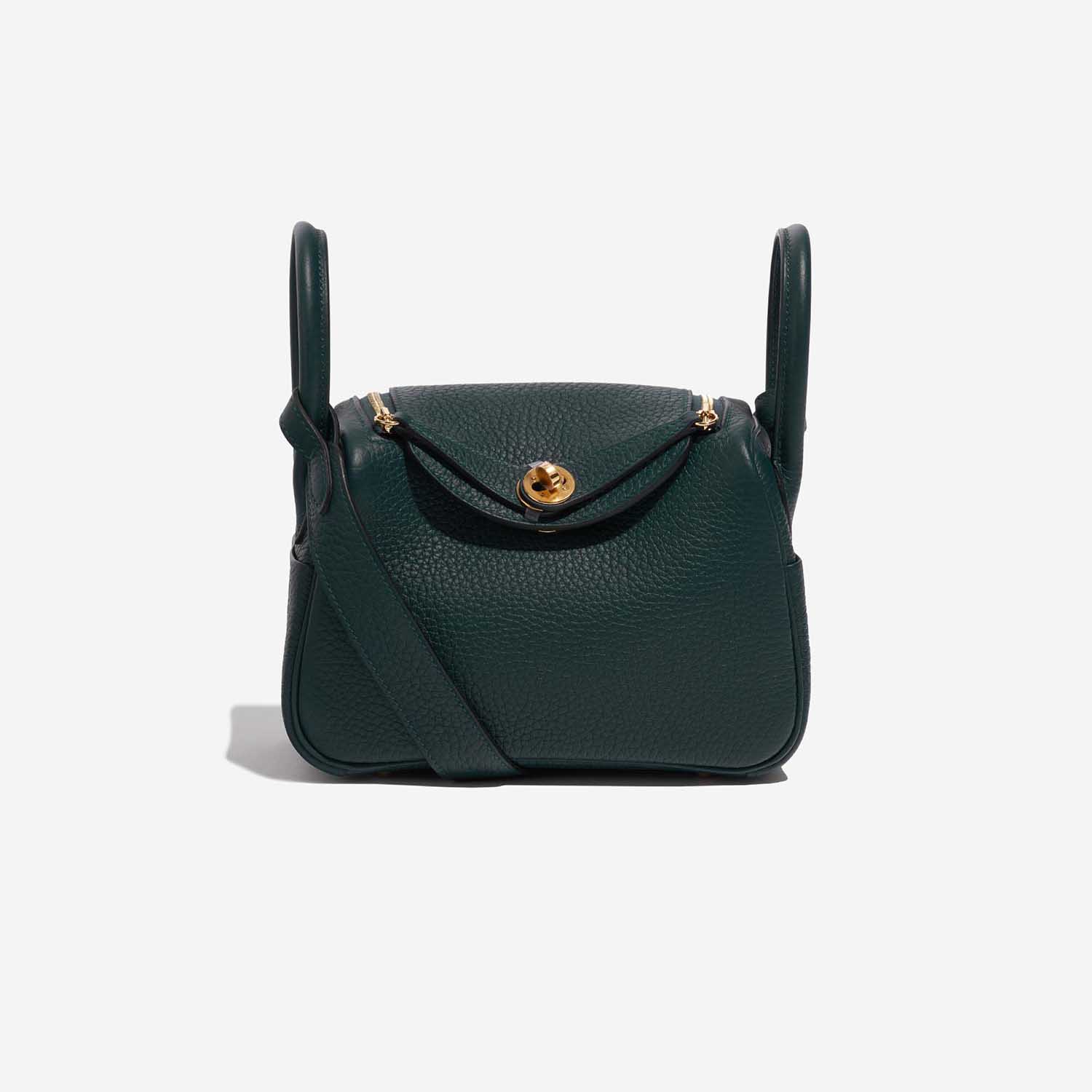 Hermes Mini Lindy 20 In Vert Cypress Taurillon Clemence With Gold Hardware