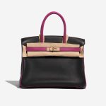 Pre-owned Hermès bag Birkin HSS 30 Swift Black / Rose Pourpre Black, Rose Front Velt | Sell your designer bag on Saclab.com