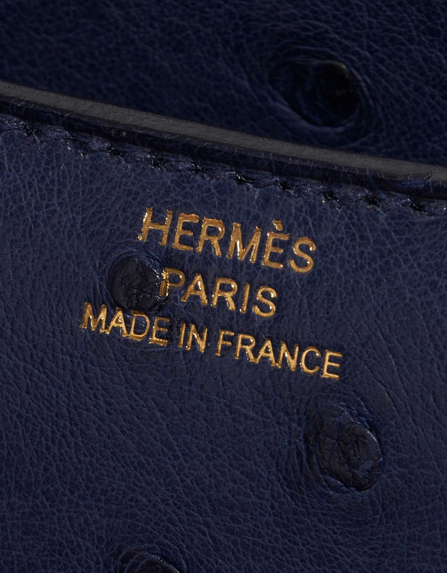 Pre-owned Hermès bag Constance 18 Ostrich Bleu Saphir Blue Logo | Sell your designer bag on Saclab.com