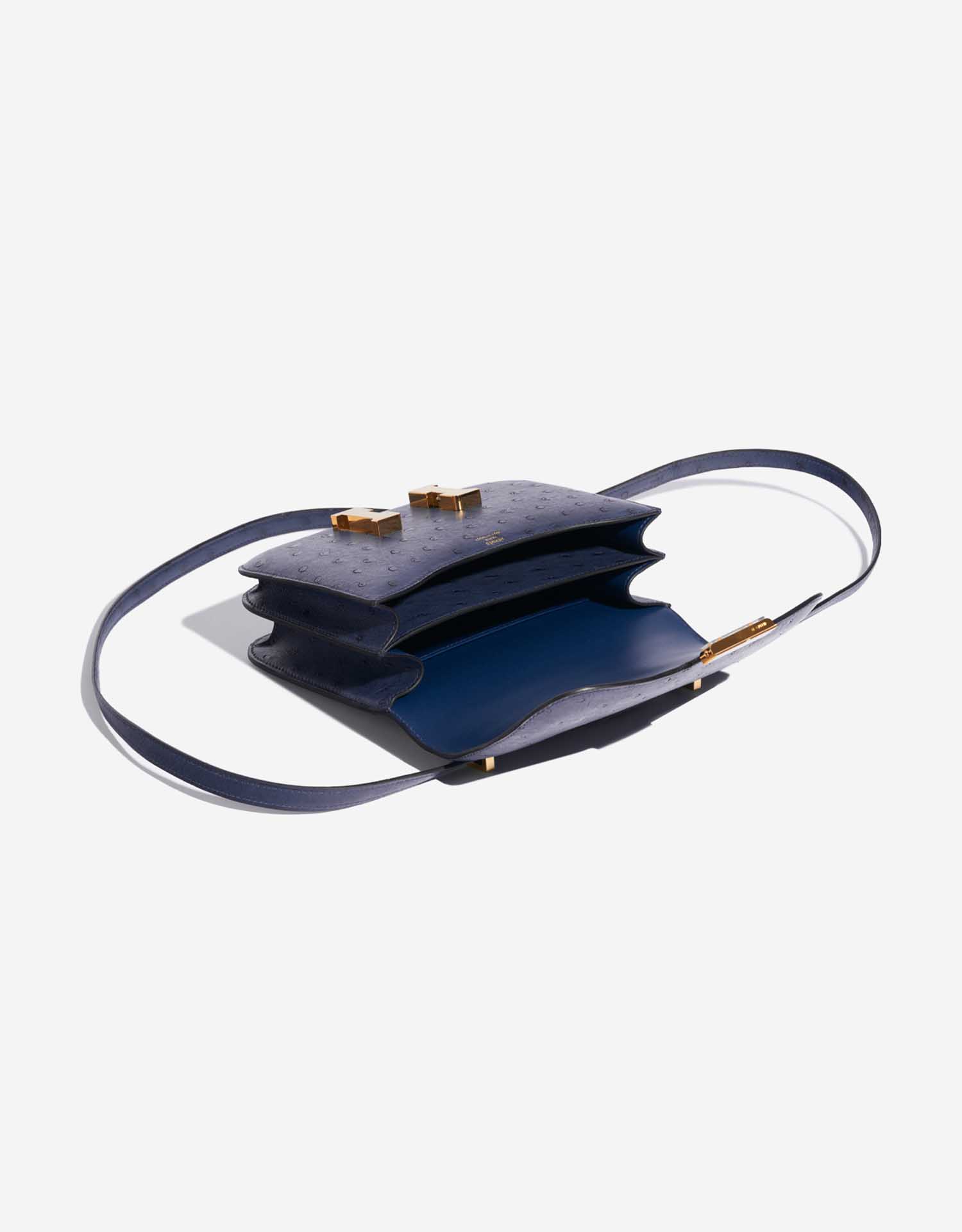 Pre-owned Hermès bag Constance 18 Ostrich Bleu Saphir Blue Inside | Sell your designer bag on Saclab.com