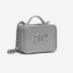 Pre-owned Chanel bag Vanity Case Medium Caviar Silver Silver Side Front | Sell your designer bag on Saclab.com