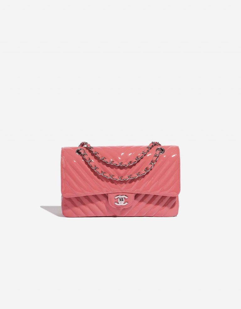 Pre-owned Chanel bag Timeless Medium Patent Pink Pink Front | Sell your designer bag on Saclab.com