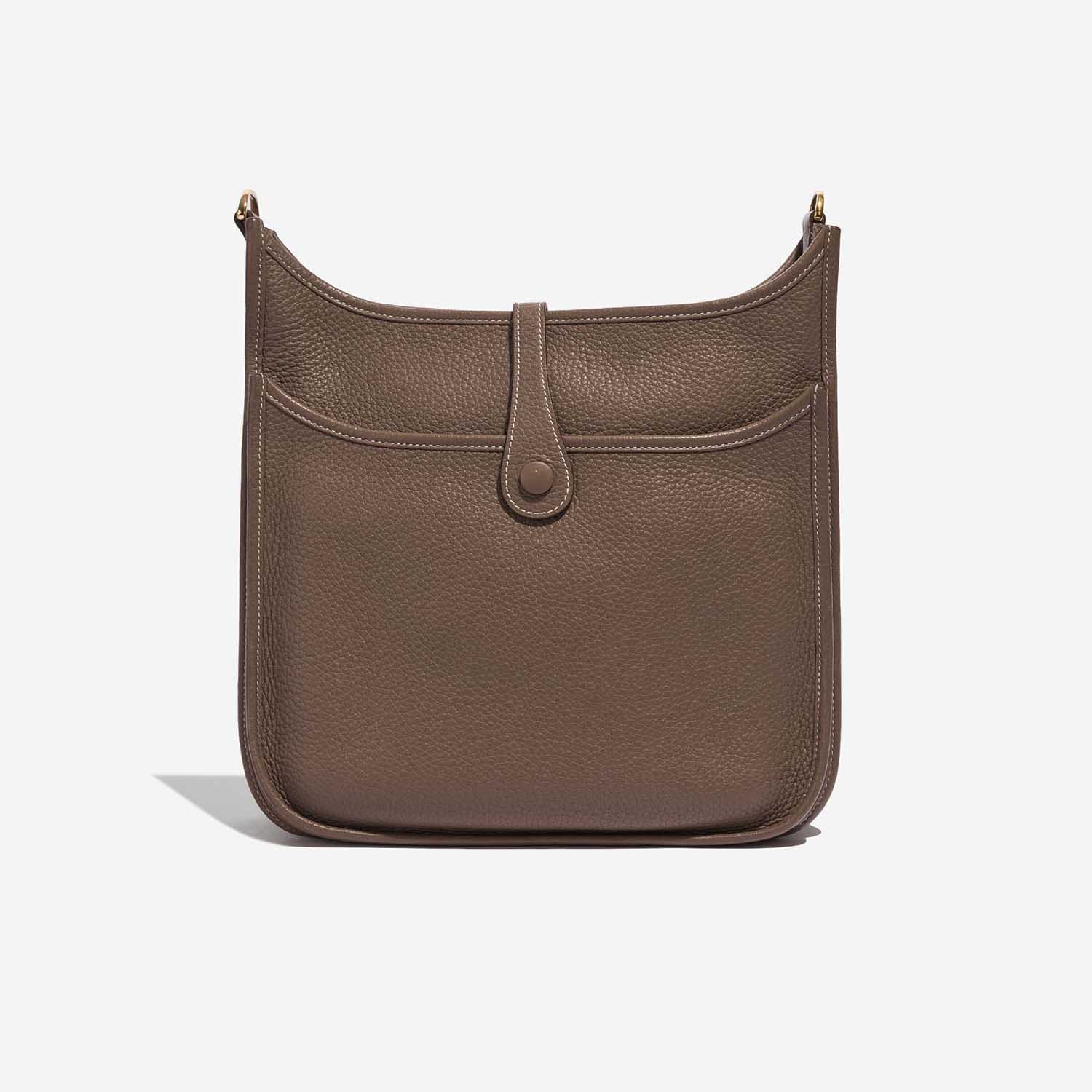 Pre-owned Hermès bag Evelyne 29 Taurillon Clemence Etoupe Brown Back | Sell your designer bag on Saclab.com