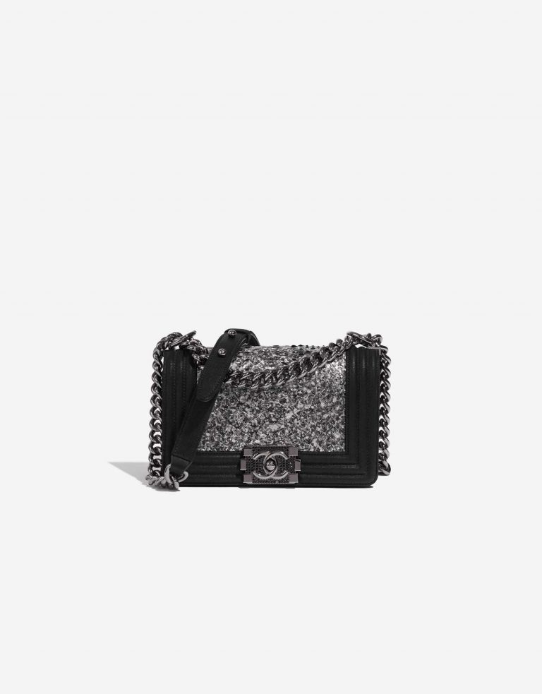 Pre-owned Chanel bag Boy Small Python Silver / Black Black Front | Sell your designer bag on Saclab.com