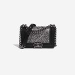 Pre-owned Chanel bag Boy Small Python Silver / Black Black, Silver Front | Sell your designer bag on Saclab.com