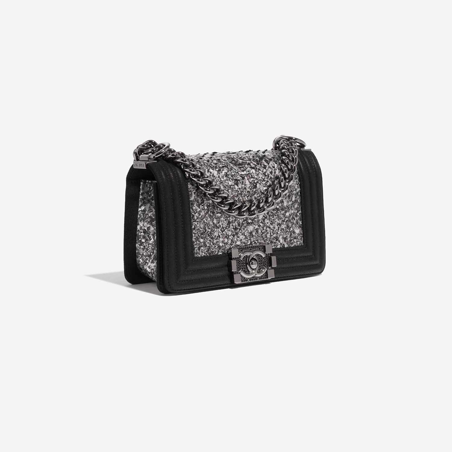 Pre-owned Chanel bag Boy Small Python Silver / Black Black, Silver Side Front | Sell your designer bag on Saclab.com