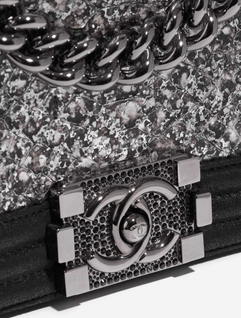 Pre-owned Chanel bag Boy Small Python Silver / Black Black, Silver Closing System | Sell your designer bag on Saclab.com