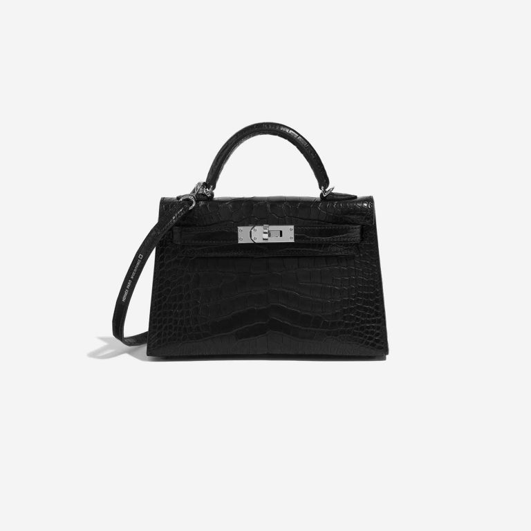 Pre-owned Hermès bag Kelly Mini Matte Alligator Black Black Front | Sell your designer bag on Saclab.com