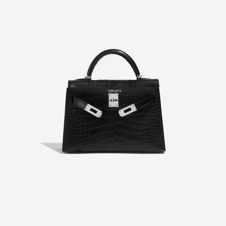 Pre-owned Hermès bag Kelly Mini Matte Alligator Black Black Front Open | Sell your designer bag on Saclab.com