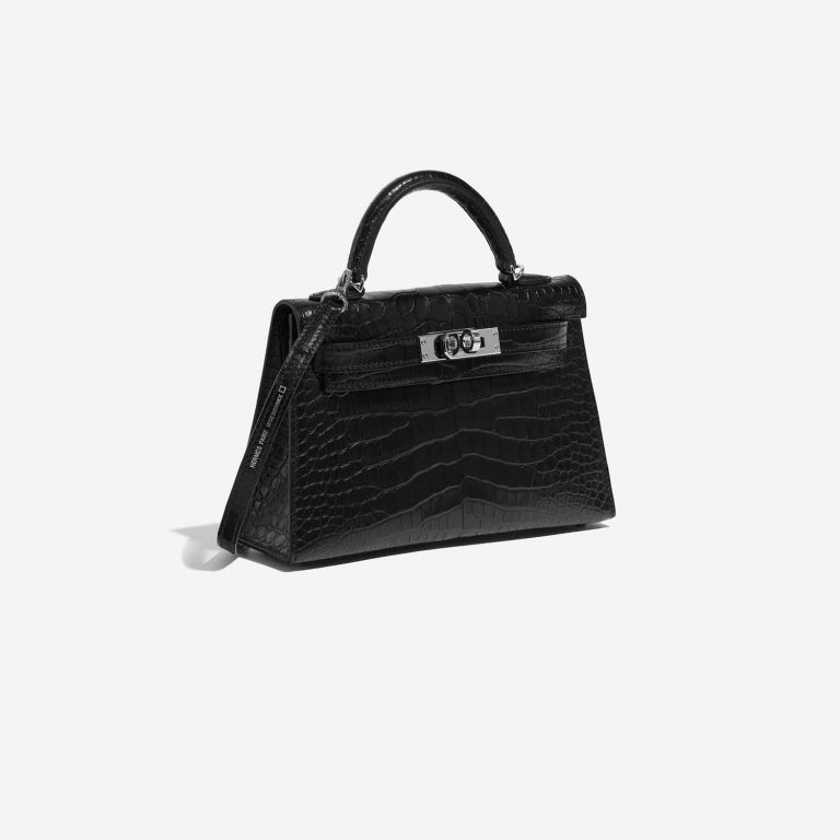 Pre-owned Hermès bag Kelly Mini Matte Alligator Black Black Side Front | Sell your designer bag on Saclab.com