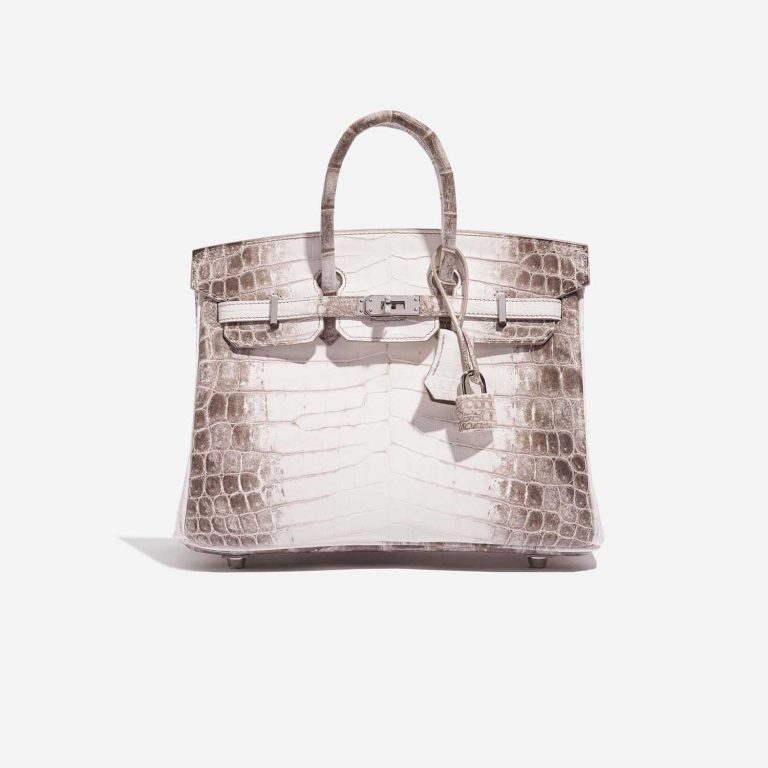 Pre-owned Hermès bag Birkin 25 Niloticus Crocodile Himalaya Blanc Brown, White Front | Sell your designer bag on Saclab.com