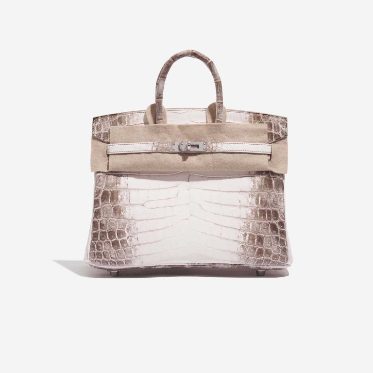 Pre-owned Hermès Tasche Birkin 25 Niloticus Crocodile Himalaya Blanc Brown, White Front Velt | Verkaufen Sie Ihre Designer-Tasche auf Saclab.com