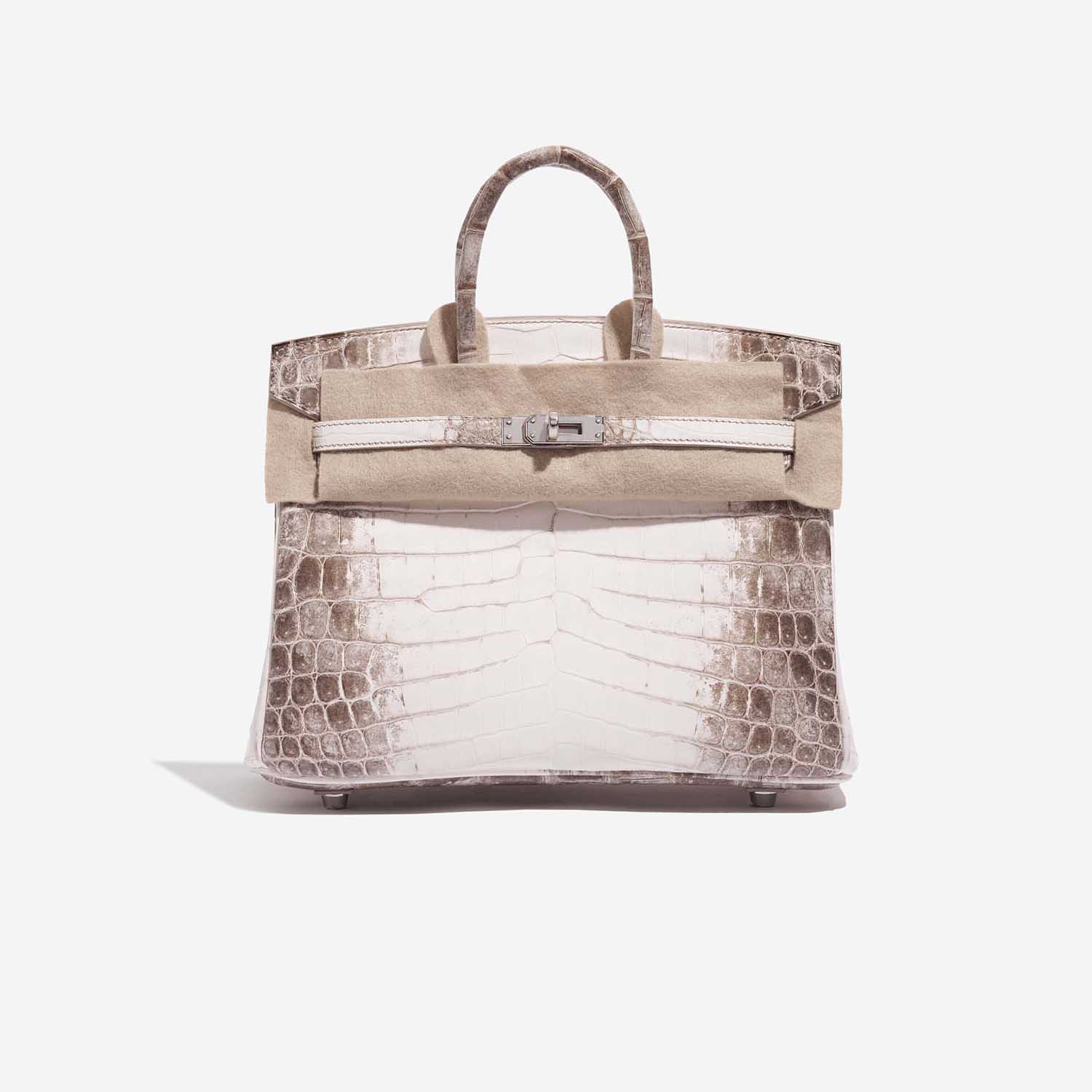 Pre-owned Hermès Tasche Birkin 25 Niloticus Crocodile Himalaya Blanc Brown, White Front Velt | Verkaufen Sie Ihre Designer-Tasche auf Saclab.com