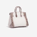 Pre-owned Hermès bag Birkin 25 Niloticus Crocodile Himalaya Blanc Brown, White Side Back | Sell your designer bag on Saclab.com